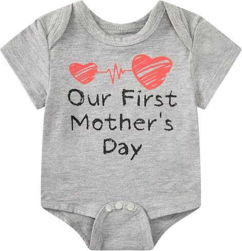 Okbebe Our First Mothers Day Matching Outfits Mommy and Me Matching Short Sleeve Mom Shirt Baby Bodysuit Set in Saudi Arabia