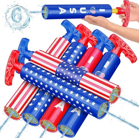ألعاب Squirt Squirt المسلحة المائية للأطفال البالغين ، 6 عبوات Blaster Puns في الرابع من يوليو 3-4-4-8-12 Boys Girls Bulk-40ft Squirter for Independence Day Red Blue Pool Games Summer Party Games in Saudi Arabia