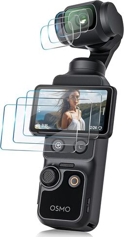 واقي شاشة من الزجاج المقوى مكون من 6 قطع من STARTRC PHOTO لجيب DJI Osmo 4/3، عدسة 3 قطع و3 قطع فيلم عرض LCD مع صلابة 9H، مضاد للخدش، خالي من الفقاعات، حساس للمس in Kuwait
