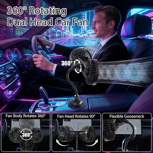 Back Seat Fans for Car, Dual Fan for Car Back Seat, Adjustable Car Backseat Fan for Kids (Usb Powered/No Battery) in Saudi Arabia
