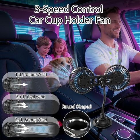 Back Seat Fans for Car, Dual Fan for Car Back Seat, Adjustable Car Backseat Fan for Kids (Usb Powered/No Battery) in Saudi Arabia