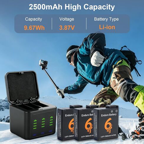 3 عبوات لبطارية OSMO 360 متوافقة مع DJI Osmo Action 6/Action 5 Pro/Action 4/Action بطارية محمولة 3,3.87 فولت 2500 مللي أمبير في الساعة لـ DJI Osmo 360 in Kuwait