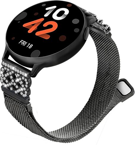 حزام شبكي لساعة Galaxy Watch Band 7 6 5 4، FE 40 مم، ساعة 5 Pro 45 مم، 4 كلاسيكي 46 مم 42 مم، سوارين معدنيين مغناطيسيين نشطين لساعة سامسونج الرياضية وسوار ميلانيزي للنساء والفتيات in Kuwait