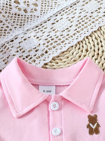 Baby Girls Short Sleeve Pink Dress, Summer Casual Dresses for Toddler Birthday Party Daily Wear, Age 3M–2Y in Kuwait