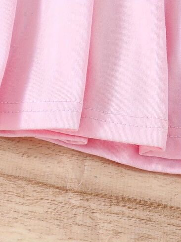 Baby Girls Short Sleeve Pink Dress, Summer Casual Dresses for Toddler Birthday Party Daily Wear, Age 3M–2Y in Kuwait