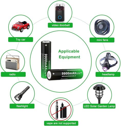 3.7V Rechargeable Battery 9900mAh Upgrade Capacity Rechargeable Battery for Clock, Camera, Doorbells （20 Pack） in Kuwait