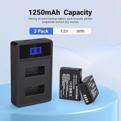 2-Pack of LP-E12 Premium Batteries and USB Dual Battery Charger for Canon EOS-M, EOS M2, EOS M10, EOS M50, EOS M50 Mark II, EOS M100, EOS M200, SX70 HS, Rebel SL1 Digital Cameras. in Kuwait