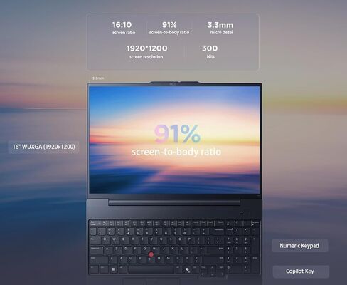 كمبيوتر محمول Lenovo ThinkPad E16 Business (16 بوصة FHD+ مضاد للتوهج، Intel Core i5-1335U (> i7-1255U)، ذاكرة وصول عشوائي 16 جيجابايت، 512 جيجابايت SSD)، إضاءة خلفية، بصمة الإصبع، كاميرا ويب 1080 بكسل، Thunderbolt 4، Ethernet، Win 11 Pro مع مساعد الذكاء ا in Kuwait