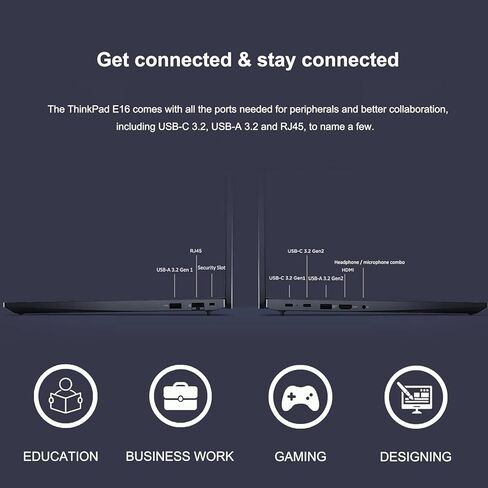 كمبيوتر محمول Lenovo ThinkPad E16 Business (16 بوصة FHD+ مضاد للتوهج، Intel Core i5-1335U (> i7-1255U)، ذاكرة وصول عشوائي 16 جيجابايت، 512 جيجابايت SSD)، إضاءة خلفية، بصمة الإصبع، كاميرا ويب 1080 بكسل، Thunderbolt 4، Ethernet، Win 11 Pro مع مساعد الذكاء ا in Kuwait