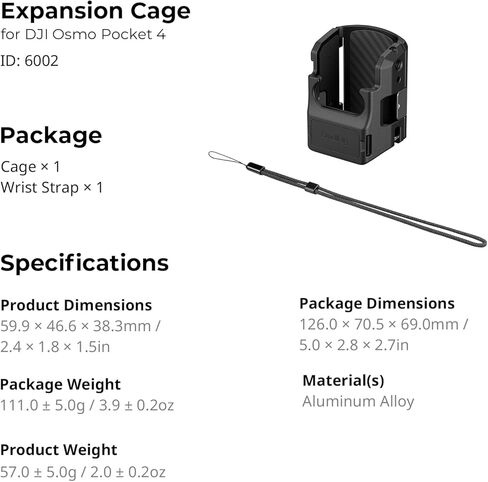SmallRig Pocket 4/3 Aluminum Protective Cage, Expansion Adapter Accessories for DJI Osmo Pocket 4/3, with 1/4"-20 Locating Holes, Cold Shoe Mount, Magnetic Quick Release Interfaces - 6002 in Kuwait
