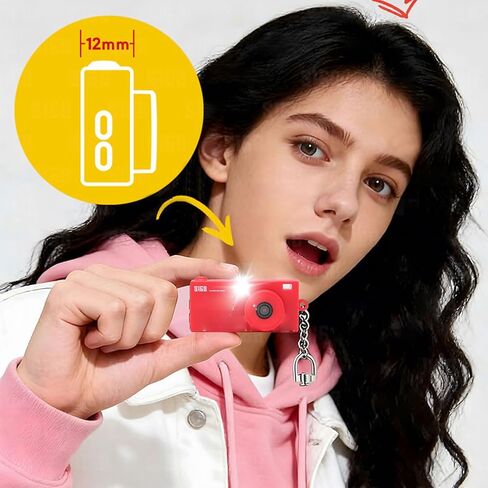 Dpofirs Keychain Digital Camera, Mini Portable Camera, 2K Video Recording, for Beginners Teens and Adults, 1.47inch Screen, 128G Expandable (Red) in Kuwait