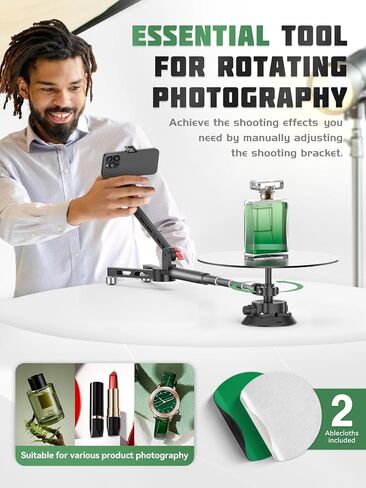Portable 360 Degree Spinner, Rotating Camera Slider with Adjustable Photography Turntable and Suction Cup Mount, Spinning Photo Video Booth, Spin Platform for Camera/Phone in Kuwait