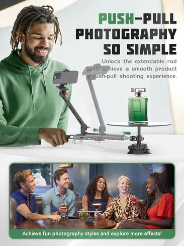 Portable 360 Degree Spinner, Rotating Camera Slider with Adjustable Photography Turntable and Suction Cup Mount, Spinning Photo Video Booth, Spin Platform for Camera/Phone in Kuwait