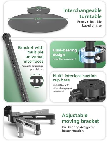 Portable 360 Degree Spinner, Rotating Camera Slider with Adjustable Photography Turntable and Suction Cup Mount, Spinning Photo Video Booth, Spin Platform for Camera/Phone in Kuwait