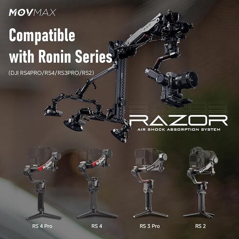 MOVMAX Razor Arm Air Shock Absorption Car Mount Shooting System for DJI Ronin Series(eg:RS4 Pro/RS4/RS3 Pro), Four Suction Cup Car Mount Kit,Gimbal Stabilizer with 22 Inch Storage Case(Green) in Kuwait