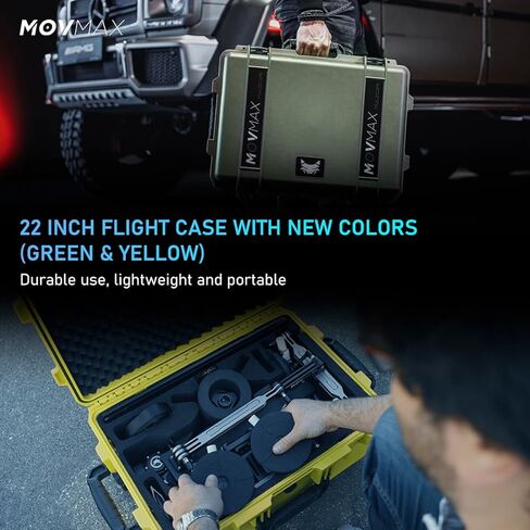 MOVMAX Razor Arm Air Shock Absorption Car Mount Shooting System for DJI Ronin Series(eg:RS4 Pro/RS4/RS3 Pro), Four Suction Cup Car Mount Kit,Gimbal Stabilizer with 22 Inch Storage Case(Green) in Kuwait