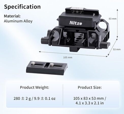 Nitze لوحة أساسية قابلة للرفع مقاس 15 مم لـ Arca Swiss، لوحة أساسية عالمية سريعة الإصدار للكاميرا مع مشبك ARRI Dovetail - PB20A in Kuwait