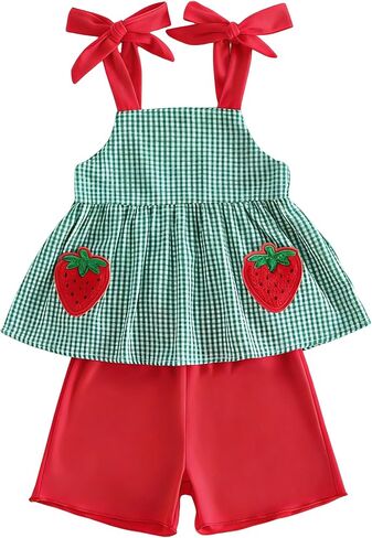 Kuriozud Toddler Girl Summer Clothes Baby Girl Hlater Shirts Top and Shorts Set Little Girl 2 Piece Outfits in Kuwait