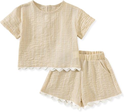 Aalizzwell 2-5T Toddler Girl Summer Outfit Set, Short Sleeve Tee & Elastic Waist Shorts in Saudi Arabia