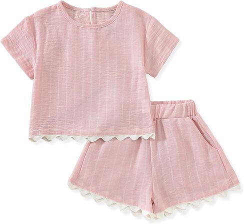 Aalizzwell 2-5T Toddler Girl Summer Outfit Set, Short Sleeve Tee & Elastic Waist Shorts in Saudi Arabia