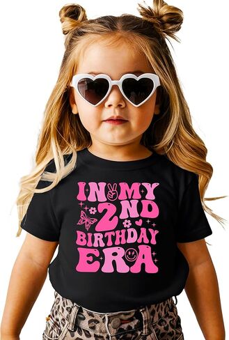 in My 2nd Birthday Era T-Shirt for Toddler Girly Trendy Two Year Old Girls Party T-Shirt in Kuwait