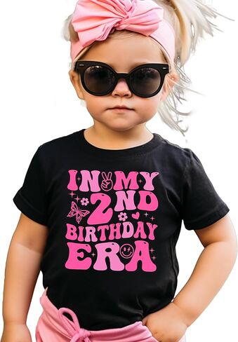 in My 2nd Birthday Era T-Shirt for Toddler Girly Trendy Two Year Old Girls Party T-Shirt in Kuwait