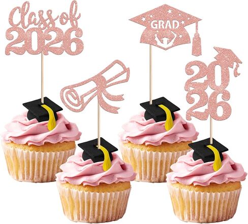 36 PCS Prom 2025 Cupcake Toppers Glitter Prom Night Party 2025 Graduation Cupcake Picks Class of 2025 Cupcake Decorations for 2025 Graduation Prom Party Cake Decorations Supplies Black Silver in Saudi Arabia