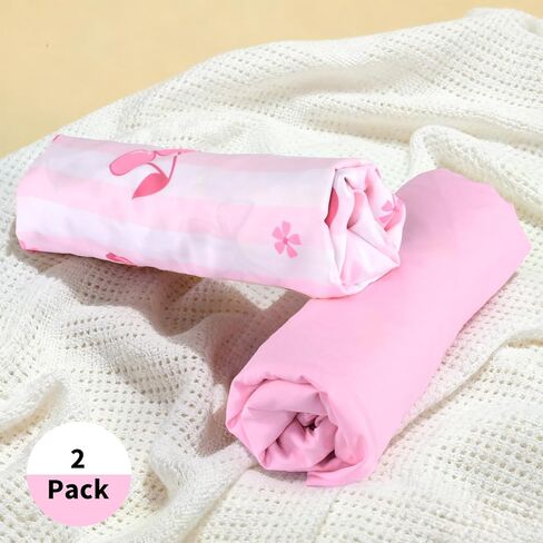 Cloele Crib Sheets 2 Pack for Boys Girls,Fitted Baby Crib Sheets for Standard Crib & Toddler Mattress 52"x28",Soft Breathable Nursery Bed Sheets(Pink Bow&Pink) in Saudi Arabia