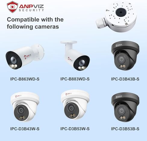 Anpviz حامل تثبيت على الحائط JB-B1278W، متوافق مع كاميرات Anpviz IP PoE IPC-D250/240/280W-S، IPC-D3240W-S/IPC-D3243W-S، IPC-D3A83W-S، IPC-B8740W-S/IPC-B8743W-S in Kuwait