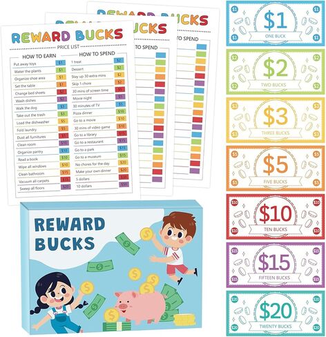 Ezdhuawuse مكافأة Bucks مخططات للأطفال - 633pcs العودة إلى هدايا مدرسية جيدة السلوك الرسم البياني ، ترتيب الأعمال المنزلية العائلية كسب الدعائم العملية ، قائمة سلوك لعبة اللعب للطفل الوالد in Saudi Arabia