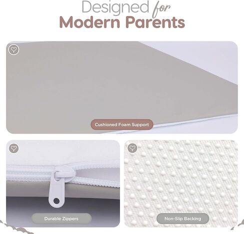 Sleepah Vegan Leather Baby Play Mat, 50x50 Thicken Foam Cushioned & Waterproof Playpen Mat for Infants and Toddlers, Stylish and Just Wipe-Clean Playmat for Baby Play on Floor Grey in Saudi Arabia
