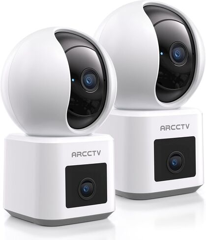 كاميرا أمان داخلية ARCCTV مكونة من قطعتين بعدسة مزدوجة، كاميرا 2.5K WiFi 6 للحيوانات الأليفة لنظام أمان المنزل، تغطية منزلية كاملة بأربعة عروض، تتبع AI بزاوية 360 درجة، كاميرا للكلاب 5 جيجا هرتز/2.4 جيجا هرتز، رؤية ليلية، تطبيق الهاتف in Kuwait