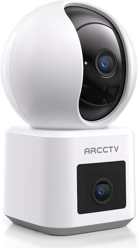 ARCCTV 2-Pack Dual Lens Indoor Security Camera, 2.5K WiFi 6 Pet Camera for Home Security System, 4-View Whole Home Coverage, 360° AI Tracking, 5GHz/2.4GHz Dog Camera, Night Vision, Phone App in Saudi Arabia