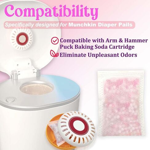PurifyLogix 12 PCS Baking Soda Deodorizer Packs for Arm & Hammer Puck Baking Soda Cartridge, Odor Absorber Refills Compatible with Munchkin Step and Pail Diaper Pails, (For 3.5" Cartridge) in Kuwait