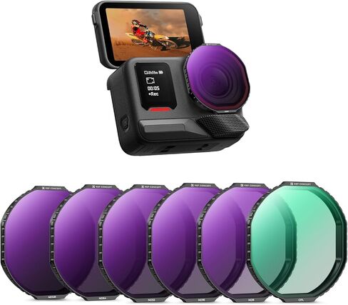 مجموعة مرشحات K&F Concept Snap on Fit ND المتوافقة مع طراز العدسات الجديد Insta360 Ace Pro 2، 4 عبوات ND8 ND16 ND32 ND64 ذات كثافة محايدة لتقليل الضوء ومتعددة الطبقات من ملحقات كاميرا الحركة الزجاجية البصرية in Saudi Arabia
