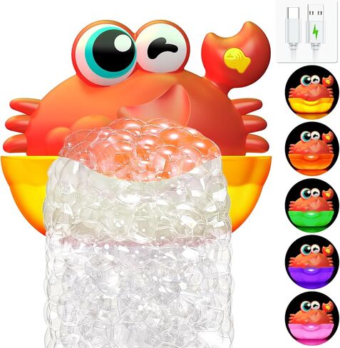 Bath Toys for Kids Ages 1-3,Light Up Baby Bath Toys Crab Bubble Maker with Colourful Light Toddler Bathtub Birthday Gifts Easter Stocking Stuffers for Boys Girls Aged 1-3 2-4 3-5 in Saudi Arabia