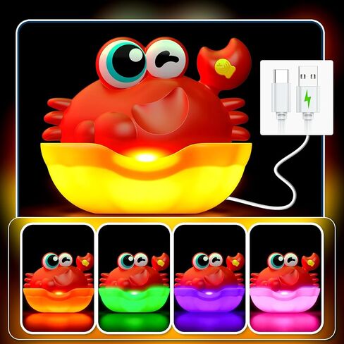 Bath Toys for Kids Ages 1-3,Light Up Baby Bath Toys Crab Bubble Maker with Colourful Light Toddler Bathtub Birthday Gifts Easter Stocking Stuffers for Boys Girls Aged 1-3 2-4 3-5 in Saudi Arabia