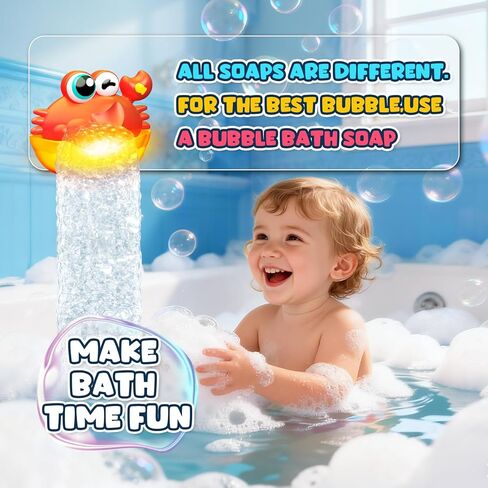 Bath Toys for Kids Ages 1-3,Light Up Baby Bath Toys Crab Bubble Maker with Colourful Light Toddler Bathtub Birthday Gifts Easter Stocking Stuffers for Boys Girls Aged 1-3 2-4 3-5 in Saudi Arabia