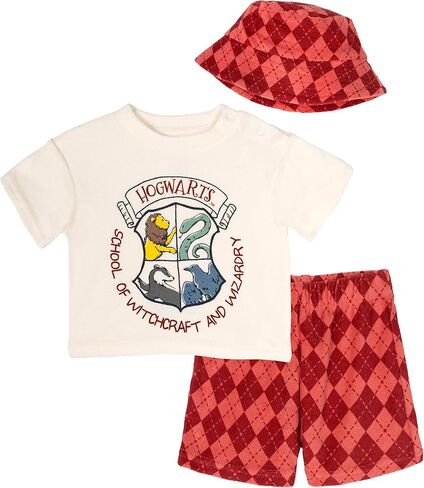 Harry Potter Baby Loop Terry T-Shirt, Shorts and Bucket Sun Hat 3 Piece Outfit Set Newborn to Infant Sizes (0-24 Months) in Kuwait
