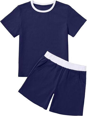Toddler Boy Short Sets Baby Boys Shirts Shorts 2-piece Outfit Set Summer Clothes With Pocket Size 18M - 5T in Saudi Arabia
