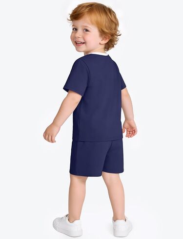 Toddler Boy Short Sets Baby Boys Shirts Shorts 2-piece Outfit Set Summer Clothes With Pocket Size 18M - 5T in Saudi Arabia