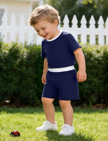 Toddler Boy Short Sets Baby Boys Shirts Shorts 2-piece Outfit Set Summer Clothes With Pocket Size 18M - 5T in Saudi Arabia