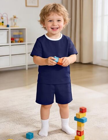 Toddler Boy Short Sets Baby Boys Shirts Shorts 2-piece Outfit Set Summer Clothes With Pocket Size 18M - 5T in Saudi Arabia