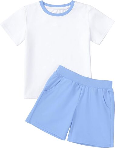 Toddler Boy Short Sets Baby Boys Shirts Shorts 2-piece Outfit Set Summer Clothes With Pocket Size 18M - 5T in Kuwait