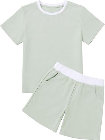 Toddler Boy Short Sets Baby Boys Shirts Shorts 2-piece Outfit Set Summer Clothes With Pocket Size 18M - 5T in Saudi Arabia