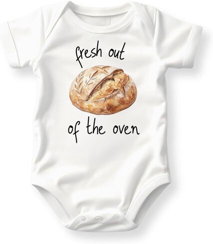 Fresh Out of The Oven Baby Bodysuit, Sourdough Baby Outfit, Sourdough Loaf Tee in Kuwait