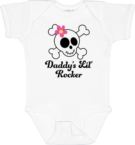 inktastic Daddy's Little Rocker Skull Baby Bodysuit in Kuwait