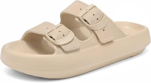 Haifago Cloud Slide Sandals for Women Comfort Recovery Pillow Sandal, Lightweight House Bathroom Shower Slippers Adjustable Double Buckle Platform Slide in Saudi Arabia