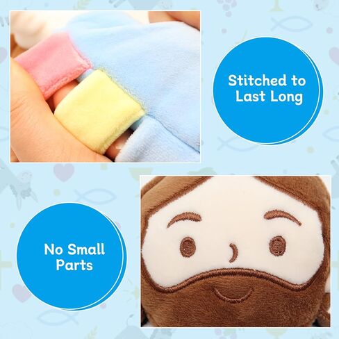 Yelakey Baby Lovey with Teether, Jesus Security Blanket with Crinkle Tags, Soft Minky Velour Newborn Girl Boy Gift with Bell for Baby Shower, Baptism or Birthday Essentials in Saudi Arabia