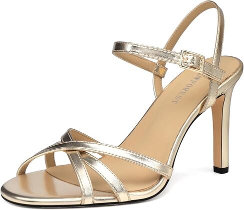 SHOWFOREST Women's Strappy High Heeled Sandals Open Toe Stilettos Slingback Heels Ankle Strap Sexy Summer Dress Shoes for Wedding Prom Party 3.5 Inch in Kuwait